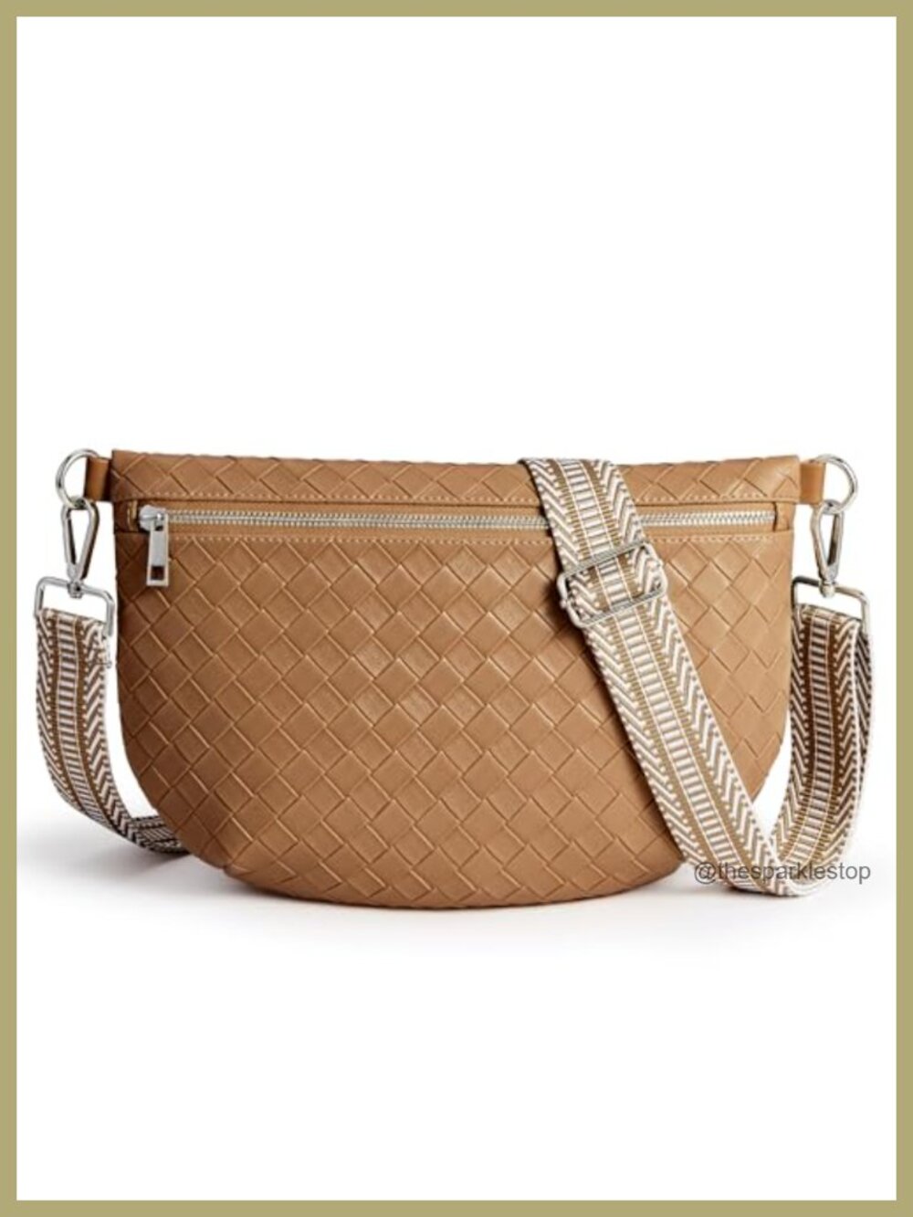 Faux Woven Vegan Leather Crossbody Bum Bag Fanny Pack for Women